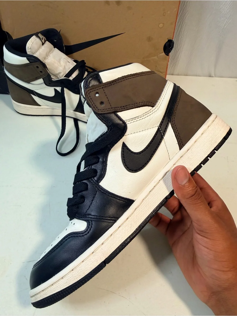Nike Air Jordan 1 High Mens Sneakers - Black, White, Brown